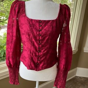 NWT Gorgeous raspberry red blouse from Anthropologie.